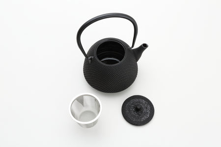 Tea supplies, Kyusu teapot, Nambu shape, Arare, 0.4L Black - Nambu ironware, Metalwork