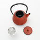 茶具 急须茶壶 南部形 霰纹 0.4L 红色 水泽铸物 南部铁器 金属工艺品