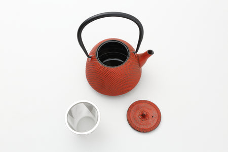 Tea supplies, Kyusu teapot, Nambu shape, Arare, 0.4L Red - Nambu ironware, Metalwork