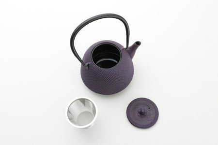 急須茶壺 南部形 霰紋 0.4L 紫色 南部鐵器 金屬工藝品
