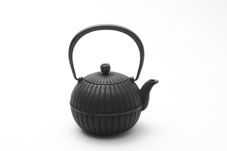 急須茶壺 南部形 柚子菊 0.4L 黑色 南部鐵器 金屬工藝品