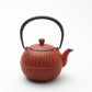 茶具 急须茶壶 南部形 柚子菊 0.4L  红色 水泽铸物 南部铁器 金属工艺品