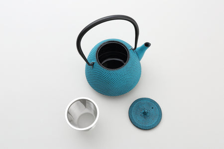 Tea supplies, Kyusu teapot, Nambu shape, Arare, 0.4L Blue - Nambu ironware, Metalwork