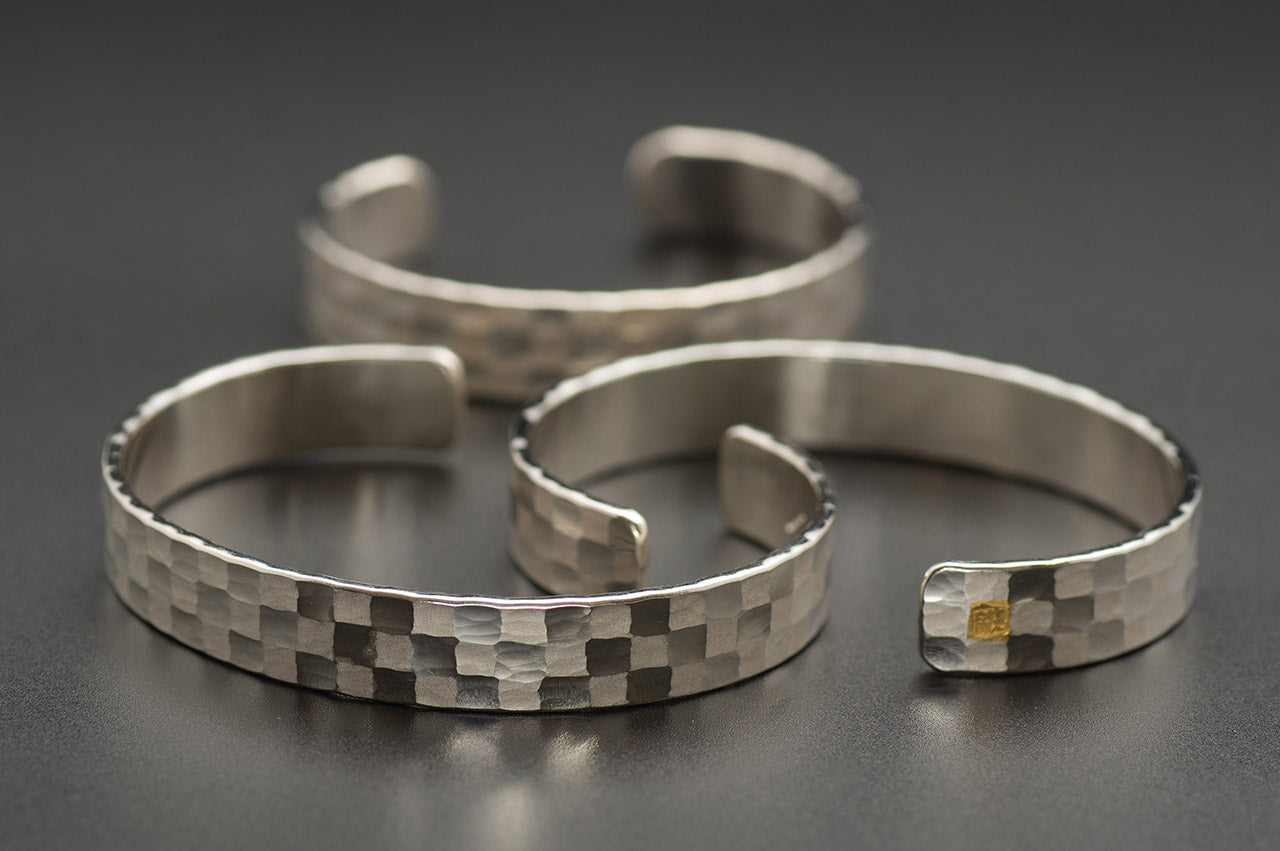 Jewelry, Checkered three-tiered bracelet, Small - Kenichiro Izumi, Tokyo silverware, Metalwork