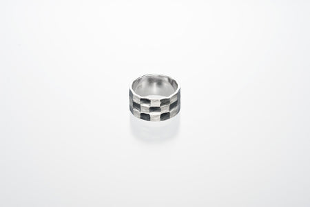 三段市松紋樣 純銀戒指