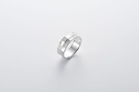 二段市松紋樣 純銀戒指
