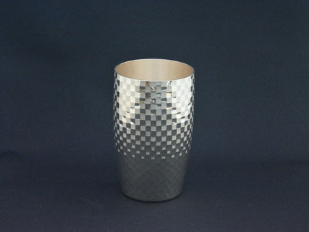 市松紋樣純銀材質杯子