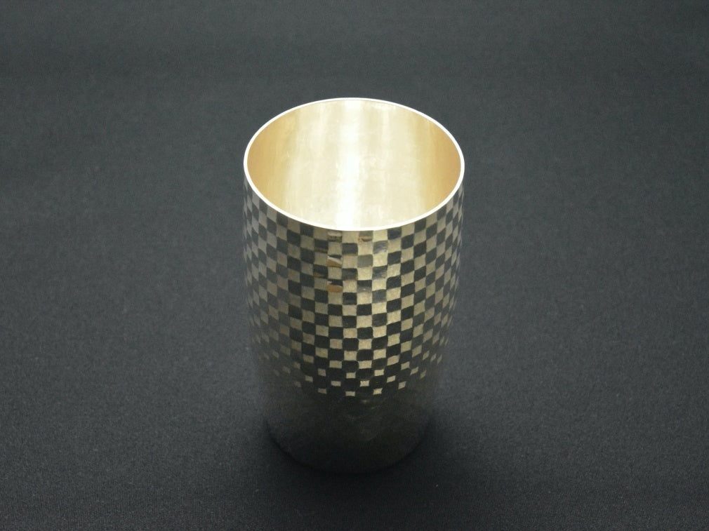 市松紋樣純銀材質杯子– Takumi Japan