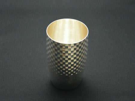 市松紋樣純銀材質杯子