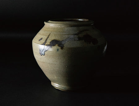 Flower vessel, Salt glazed vase, Iron painting - Shoji Hamada, Mashiko ware, Ceramics