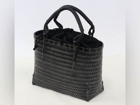 Fashion accessories, Ajiro-ｍesh woven bag, Black, Braid handle - Beppu bamboo crafts