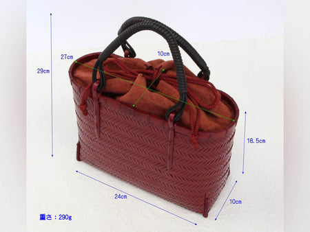 Fashion accessories, Ajiro-ｍesh woven bag, Red, Braid handle - Beppu bamboo crafts