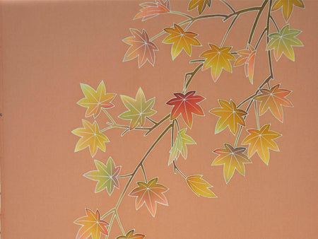 Cloth, Kimono sash belt cloth, Autumn leaves - Akira Konno, Tokyo yuzen dyeing
