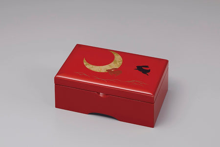 收納用品 八音盒 首飾盒 月兔 朱色 6.5 角形 會津漆器 漆器