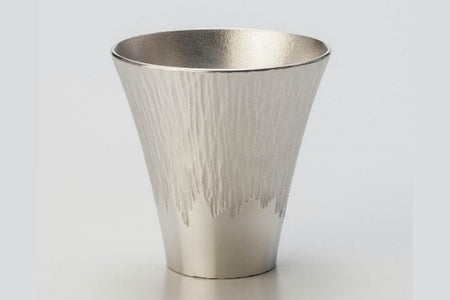 杯子 富士山平底杯 小号 白色 大阪浪华锡器 金属工艺品