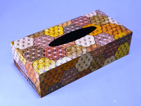 Household goods, Tissue box, Turtle shell pttern - Hakone wood mosaic, Wood crafts