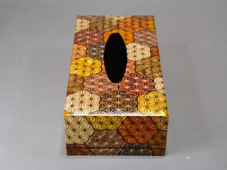 Household goods, Tissue box, Turtle shell pttern - Hakone wood mosaic, Wood crafts