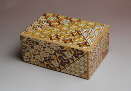 Box, Secret box, 12 tricks, Small parquet pattern, 4-sun size - Hakone wood mosaic, Wood crafts