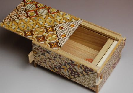 Box, Secret box, 12 tricks, Small parquet pattern, 4-sun size - Hakone wood mosaic, Wood crafts