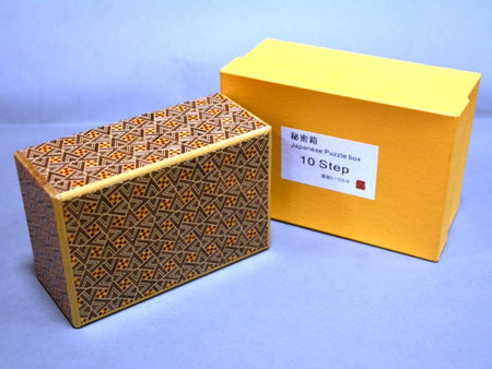 Box, Secret box, 10 tricks, Kirichigae pattern, 5-sun size - Hakone wood mosaic, Wood crafts