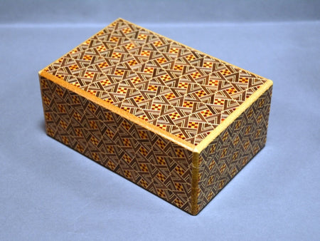 Box, Secret box, 10 tricks, Kirichigae pattern, 5-sun size - Hakone wood mosaic, Wood crafts