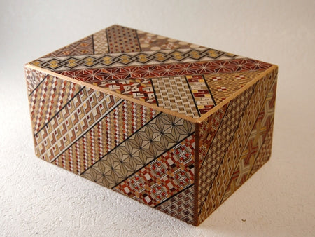 Box, Secret box, 28 tricks+1, Small parquet pattern, 6-sun size - Hakone wood mosaic, Wood crafts