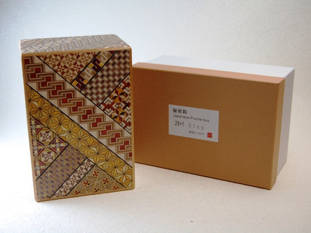 Box, Secret box, 28 tricks+1, Small parquet pattern, 6-sun size - Hakone wood mosaic, Wood crafts