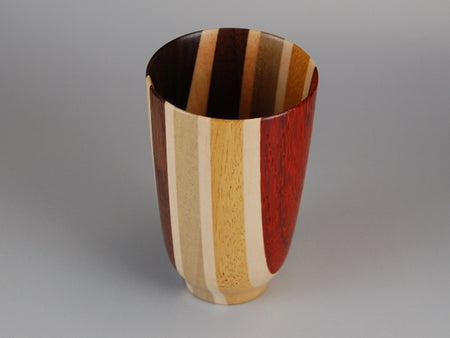 Drinking vessel, Pure wood Large sake cup, Small - Hakone wood mosaic, Wood crafts