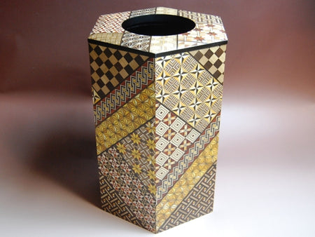 Household goods, Hexagonal dustbox, Small parquet pattern - Hakone wood mosaic, Wood crafts