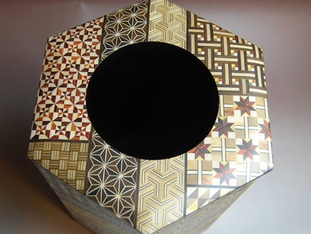 Household goods, Hexagonal dustbox, Small parquet pattern - Hakone wood mosaic, Wood crafts