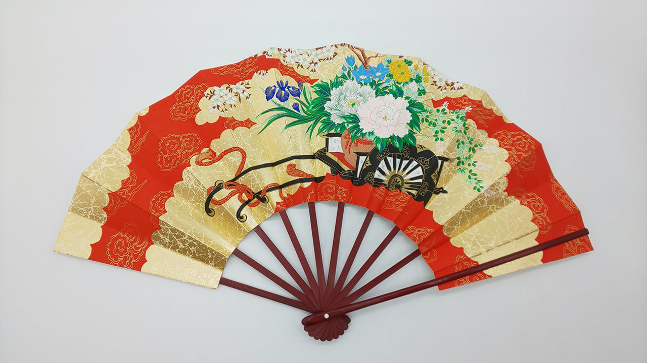 Ornament, Decorative fan set, Flower carriage, 9-sun size - Kyoto folding fans