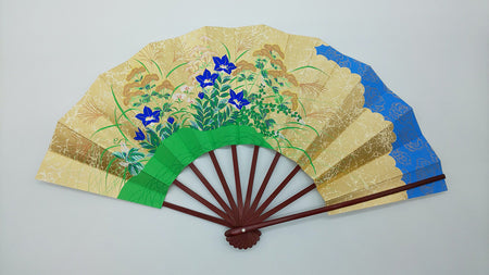 Ornament, Decorative fan set, Bellflower, 9-sun size - Kyoto folding fans