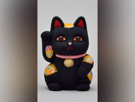Ornament, Wooden doll Beckoning cat, Black - Toukou Kakinuma, Maneki-neko, Edo kimekomi dolls