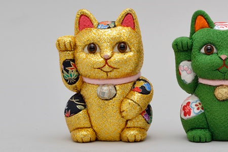 Ornament, Wooden doll Beckoning cat, Gold - Toukou Kakinuma, Maneki-neko, Edo kimekomi dolls