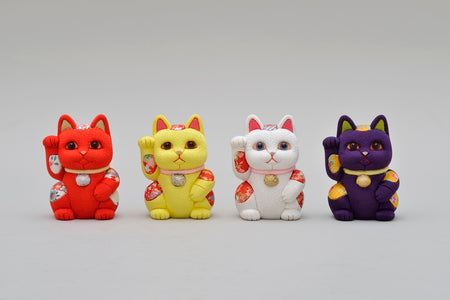 Ornament, Wooden doll Beckoning cat, Purple - Toukou Kakinuma, Maneki-neko, Edo kimekomi dolls