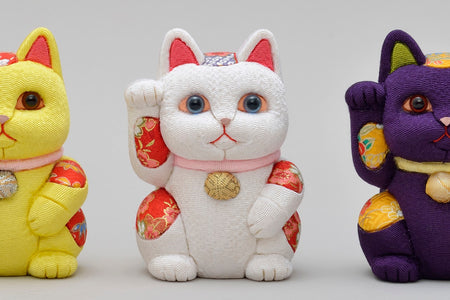 Ornament, Wooden doll Beckoning cat, White - Toukou Kakinuma, Maneki-neko, Edo kimekomi dolls