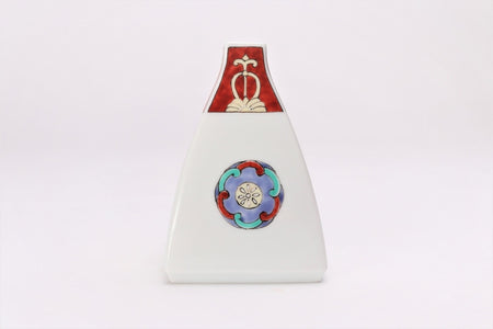 Flower vessel, Single flower vase, Triangle, Round pattern - Kakiemon-kiln, Arita ware, Ceramics