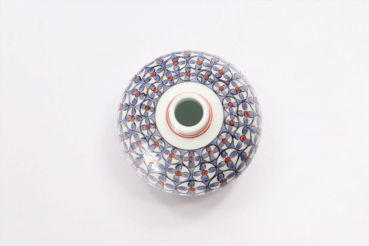 Flower vessel, Single flower vase, Round, Bean pattern - Kakiemon-kiln, Arita ware, Ceramics