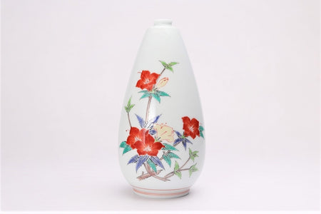 Flower vessel, Single flower vase, Bell shaped, Azalea, Large - Kakiemon-kiln, Arita ware, Ceramics