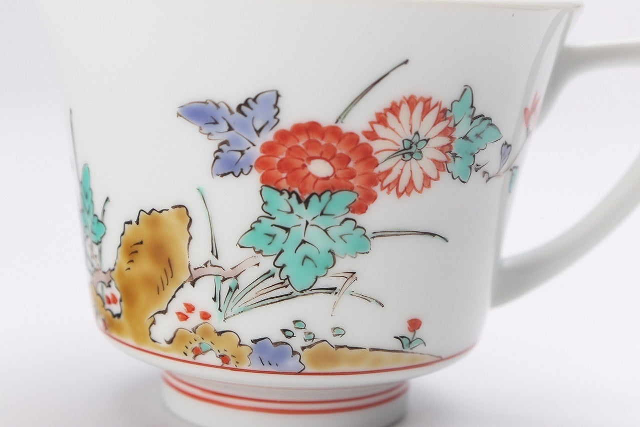 Cafe supplies, Coffee cup Angular, Chrysanthemum and plum blossom - Kakiemon-kiln, Arita ware, Ceramics