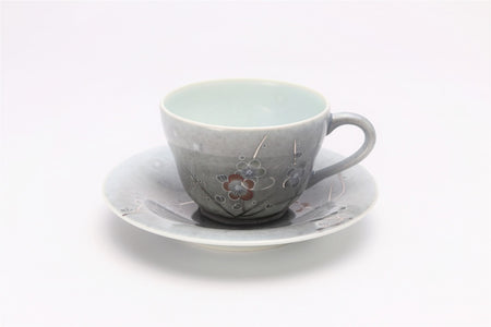 Cafe supplies, Coffee cup, Light ink color Sumi-hajiki, Plum blossom - Imaizumi Imaemon XIV, Arita ware, Ceramics