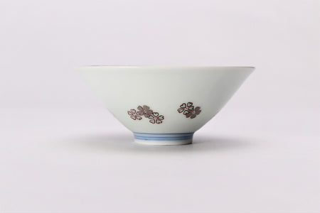 Drinking vessel, Large sake cup, Indigo Sumi-hajiki, Grass and flower - Imaizumi Imaemon XIV, Arita ware, Ceramics