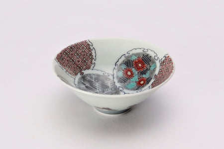 Drinking vessel, Large sake cup, Ink black Sumi-hajiki, Grass and flower - Imaizumi Imaemon XIV, Arita ware, Ceramics