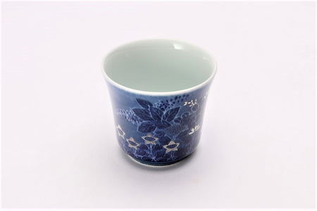 Drinking vessel, Large sake cup, Fukizumi Sumi-hajiki, Autumn grass - Imaizumi Imaemon XIV, Arita ware, Ceramics