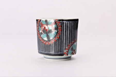 Drinking vessel, Large sake cup, Ink black Sumi-hajiki, Three fruits - Imaizumi Imaemon XIV, Arita ware, Ceramics