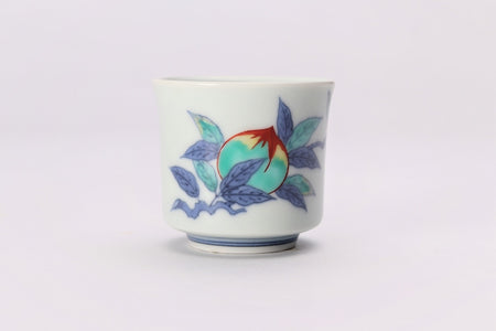 Drinking vessel, Large sake cup, Fukizumi Sumi-hajiki, Peach - Imaemon-Kiln, Arita ware, Ceramics