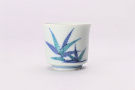 Drinking vessel, Large sake cup, Fukizumi Sumi-hajiki, Bamboo leaf - Imaemon-Kiln, Arita ware, Ceramics