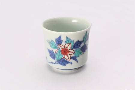 Drinking vessel, Large sake cup, Fukizumi Sumi-hajiki, Asian virginsbower - Imaemon-Kiln, Arita ware, Ceramics