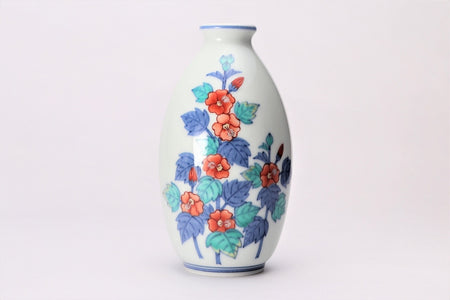 Flower vessel, Vase, Hollyhock - Imaemon-kiln, Arita ware, Ceramics