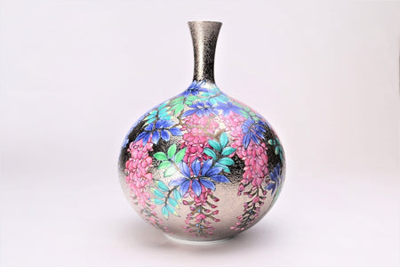Flower vessel, Vase, Platinum painting, Wisteria Small - Kinryu-kiln, Tendo Eguchi, Arita ware, Ceramics